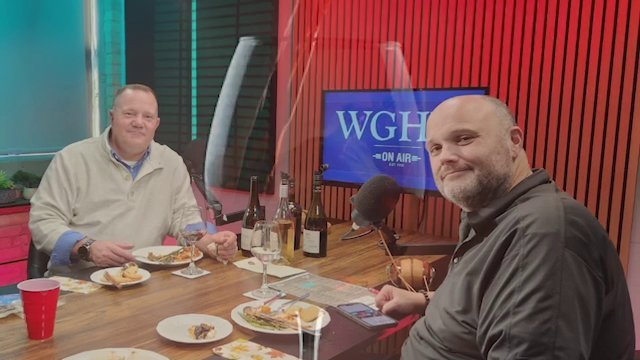 Jeff pairing wine with food live in the WGHN radio studio
